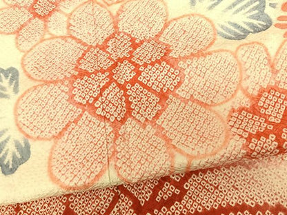 平和屋着物●豪華振袖　総絞り　舞花文　正絹　逸品　AABF0417fy