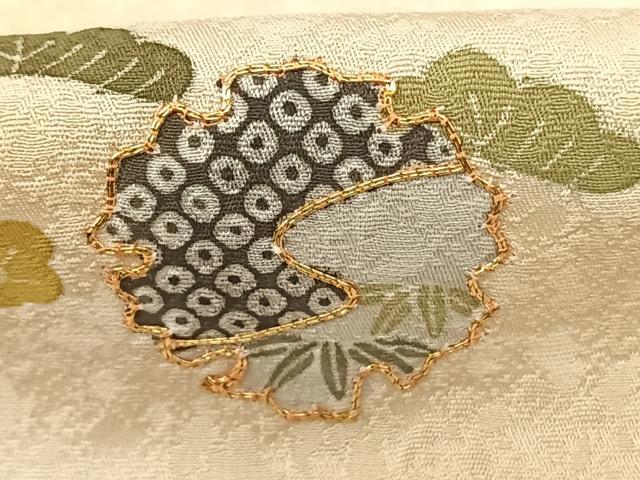 平和屋着物●訪問着　駒刺繍　雪輪地紙花文　暈し染め　金彩　正絹　逸品　AABF0418fy