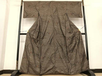 平和屋着物●本場大島紬　カタス7マルキ　枝花文　正絹　逸品　AABF0419fy
