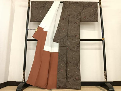 平和屋着物●本場大島紬　カタス7マルキ　枝花文　正絹　逸品　AABF0419fy