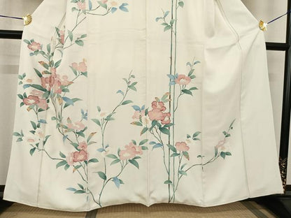 平和屋着物●訪問着　友禅　刺繍　枝花文　金糸　正絹　逸品　AABF0420fy