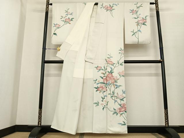 平和屋着物●訪問着　友禅　刺繍　枝花文　金糸　正絹　逸品　AABF0420fy
