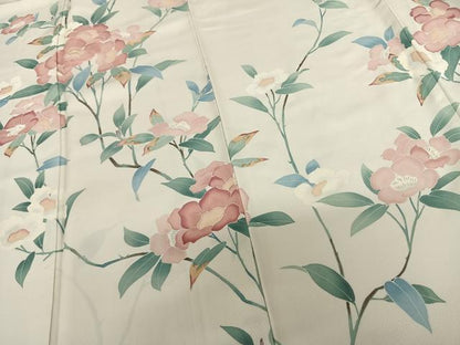 平和屋着物●訪問着　友禅　刺繍　枝花文　金糸　正絹　逸品　AABF0420fy