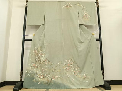 平和屋着物●訪問着　風景地紙花文　暈し染め　金彩　正絹　逸品　AABF0423fy