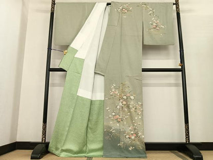平和屋着物●訪問着　風景地紙花文　暈し染め　金彩　正絹　逸品　AABF0423fy