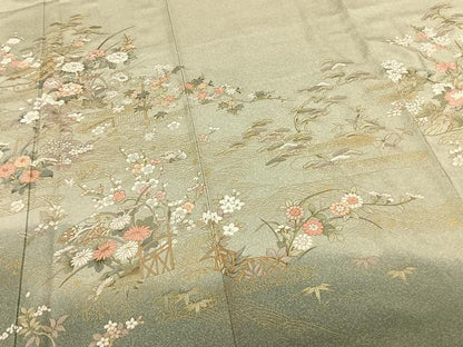 平和屋着物●訪問着　風景地紙花文　暈し染め　金彩　正絹　逸品　AABF0423fy