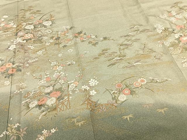 平和屋着物●訪問着　風景地紙花文　暈し染め　金彩　正絹　逸品　AABF0423fy