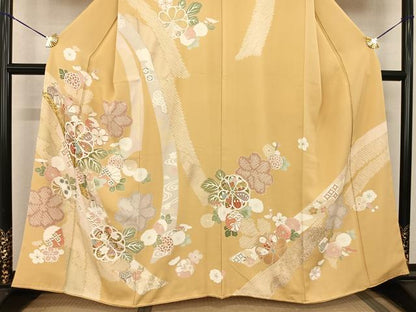平和屋着物●訪問着　駒刺繍　熨斗花文　金彩　正絹　逸品　未使用　AABF0424fy