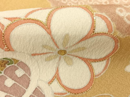 平和屋着物●訪問着　駒刺繍　熨斗花文　金彩　正絹　逸品　未使用　AABF0424fy