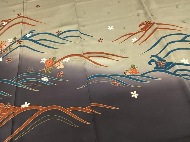 平和屋着物●世界的友禅作家　千地泰弘　黒留袖　馬　金彩　正絹　逸品　AABH4566ck 平和屋着物○世界的友禅作家 千地泰弘 色留袖 舞花文 暈