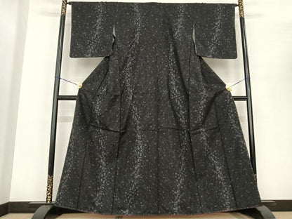 平和屋着物●本場大島紬　カタス7マルキ　散らし文　黒地　松坂屋扱い　正絹　逸品　未使用　AABF0429fy