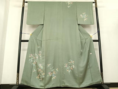 平和屋着物●友禅作家の巨匠　浅井青仁　訪問着　花唐草文　正絹　逸品　AABF0431fy
