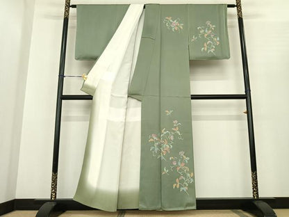 平和屋着物●友禅作家の巨匠　浅井青仁　訪問着　花唐草文　正絹　逸品　AABF0431fy