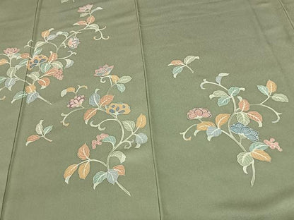 平和屋着物●友禅作家の巨匠　浅井青仁　訪問着　花唐草文　正絹　逸品　AABF0431fy