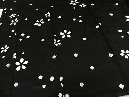 平和屋着物●上質な小紋　絞り　舞花文　黒地　正絹　逸品　AABF0432fy
