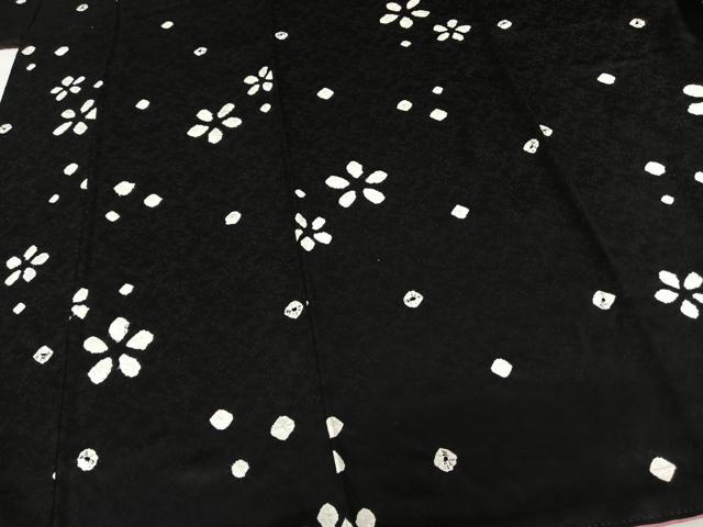 平和屋着物●上質な小紋　絞り　舞花文　黒地　正絹　逸品　AABF0432fy