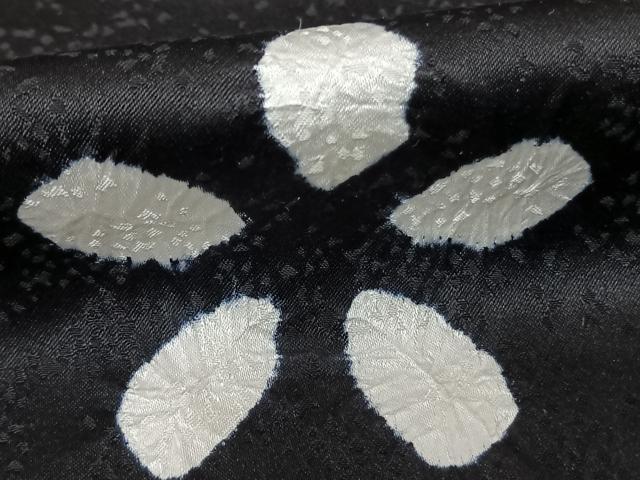 平和屋着物●上質な小紋　絞り　舞花文　黒地　正絹　逸品　AABF0432fy