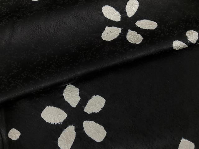 平和屋着物●上質な小紋　絞り　舞花文　黒地　正絹　逸品　AABF0432fy