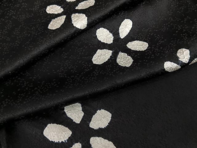 平和屋着物●上質な小紋　絞り　舞花文　黒地　正絹　逸品　AABF0432fy