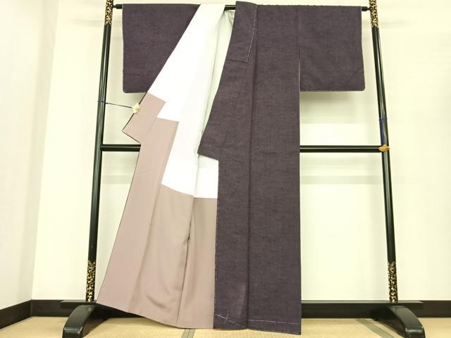 平和屋着物●上質な紬　色無地　深紫色　正絹　逸品　未使用　AABF0433fy 平和屋着物○上質な紬 色無地 深紫色 正絹 逸品 未使用 AABF0433fy