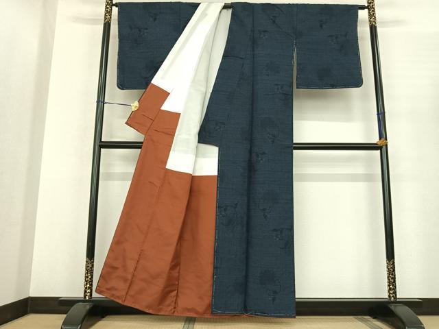平和屋着物●上質な紬　100亀甲　雪輪唐草文　正絹　逸品　AABF0435fy