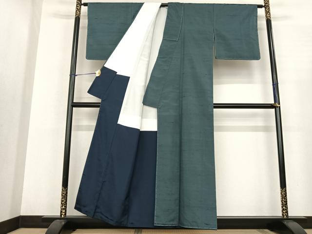 平和屋着物●上質な紬　色無地　御召茶色　正絹　逸品　未使用　AABF0436fy