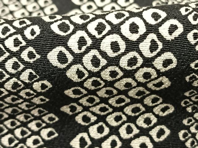 平和屋着物●上質な小紋　鹿の子間道　黒地　正絹　逸品　AABF0437fy