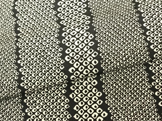平和屋着物●上質な小紋　鹿の子間道　黒地　正絹　逸品　AABF0437fy