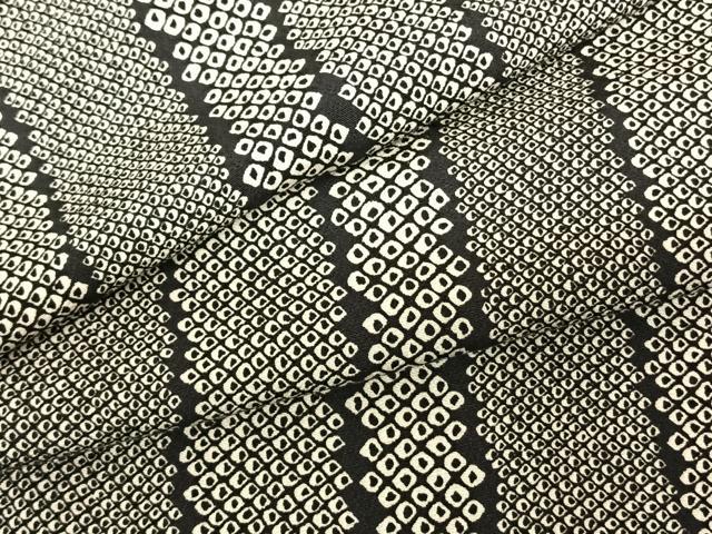 平和屋着物●上質な小紋　鹿の子間道　黒地　正絹　逸品　AABF0437fy