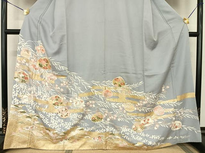 平和屋着物●訪問着　駒刺繍　枝花文　金彩　高島屋扱い　正絹　逸品　AABF0439fy