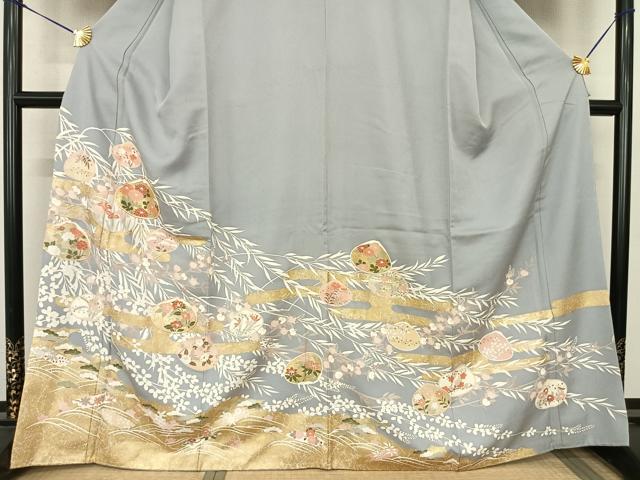 平和屋着物●訪問着　駒刺繍　枝花文　金彩　高島屋扱い　正絹　逸品　AABF0439fy