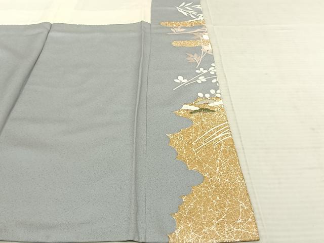 平和屋着物●訪問着　駒刺繍　枝花文　金彩　高島屋扱い　正絹　逸品　AABF0439fy