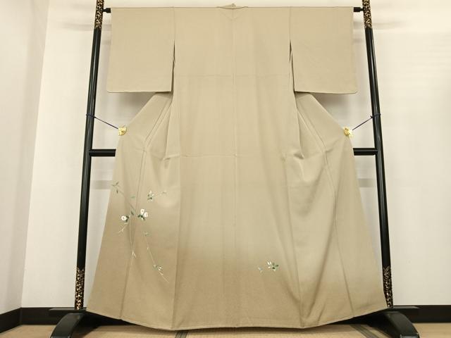 平和屋着物●訪問着　友禅　作家物　枝花文　正絹　逸品　AABG4440fy 平和屋着物○訪問着 友禅 作家物 鴛鴦枝花文 暈し染め