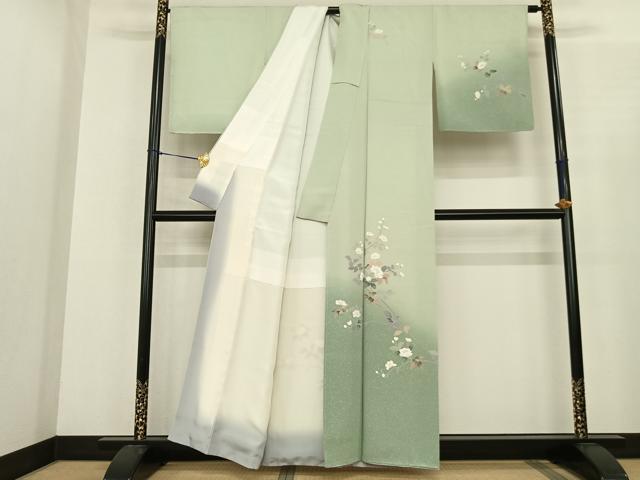 平和屋着物○訪問着 友禅 作家物 枝花文 暈し染め 正絹
