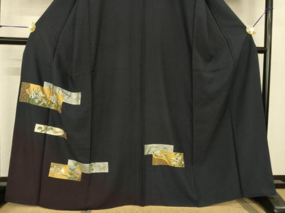 平和屋着物●訪問着　色紙草花文　暈し染め　金銀彩　正絹　逸品　AABF0445fy
