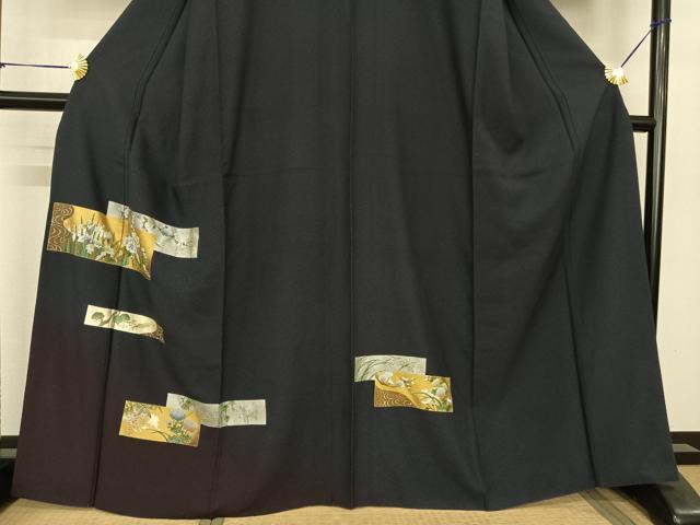 平和屋着物●訪問着　色紙草花文　暈し染め　金銀彩　正絹　逸品　AABF0445fy