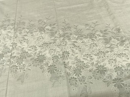 平和屋着物●訪問着　紬地　草花文　正絹　逸品　AABF0446fy