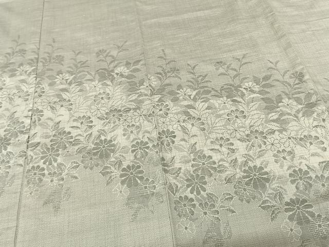 平和屋着物●訪問着　紬地　草花文　正絹　逸品　AABF0446fy