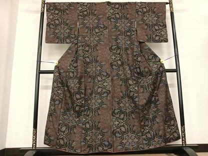 平和屋着物●本場大島紬　一元7マルキ　吉祥花文　正絹　逸品　AABF0447fy