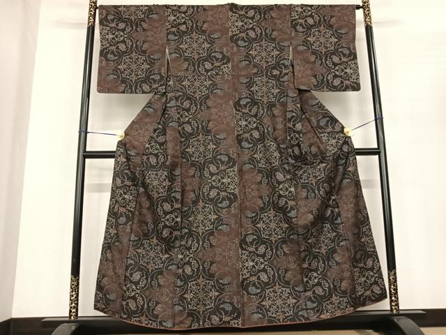 平和屋着物●本場大島紬　一元7マルキ　吉祥花文　正絹　逸品　AABF0447fy