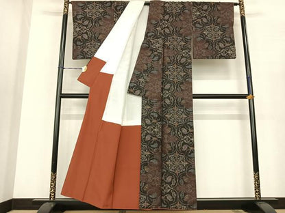 平和屋着物●本場大島紬　一元7マルキ　吉祥花文　正絹　逸品　AABF0447fy