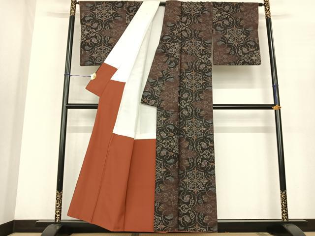 平和屋着物●本場大島紬　一元7マルキ　吉祥花文　正絹　逸品　AABF0447fy