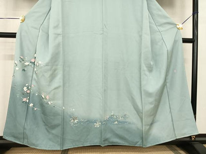 平和屋着物●訪問着　友禅　作家物　枝花文　暈し染め　正絹　逸品　AABF0448fy