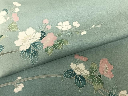 平和屋着物●訪問着　友禅　作家物　枝花文　暈し染め　正絹　逸品　AABF0448fy