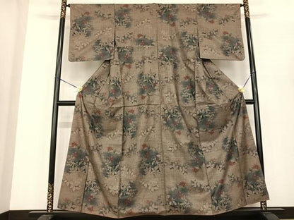 平和屋着物●本場大島紬　カタス9マルキ　枝花文　正絹　逸品　AABF0449fy