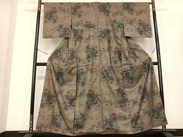 平和屋着物●本場大島紬　カタス9マルキ　枝花文　正絹　逸品　AABF0449fy