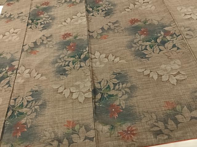 平和屋着物●本場大島紬　カタス9マルキ　枝花文　正絹　逸品　AABF0449fy