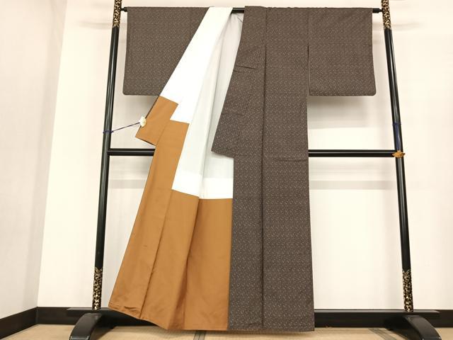 平和屋着物●本場大島紬　一元7マルキ　十字絣　正絹　逸品　AABF0450fy