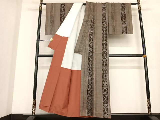 平和屋着物●本場大島紬　カタス9マルキ　吉祥花間道　正絹　逸品　AABF0453fy