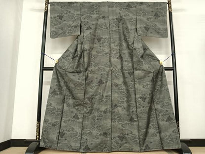 平和屋着物●本場大島紬　カタス9マルキ　立波文　正絹　逸品　未使用　AABF0454fy